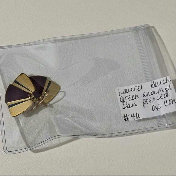 Laurel Burch dangle enamel gold tone pierced earrings - Picture 2 of 6